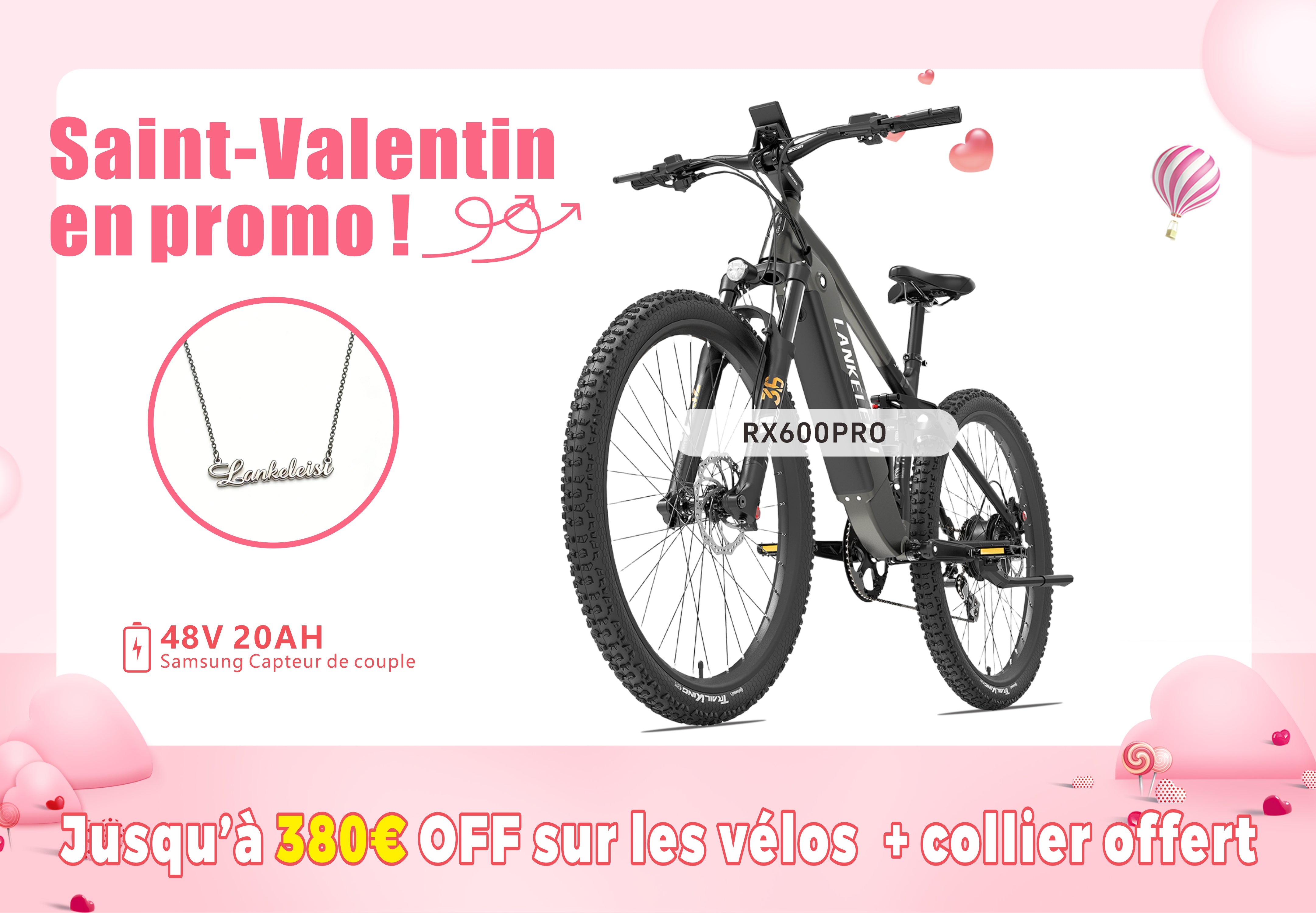 【Prévente】LANKELEISI RX600PRO Vélo Électrique de Montagne (Nouveautés)