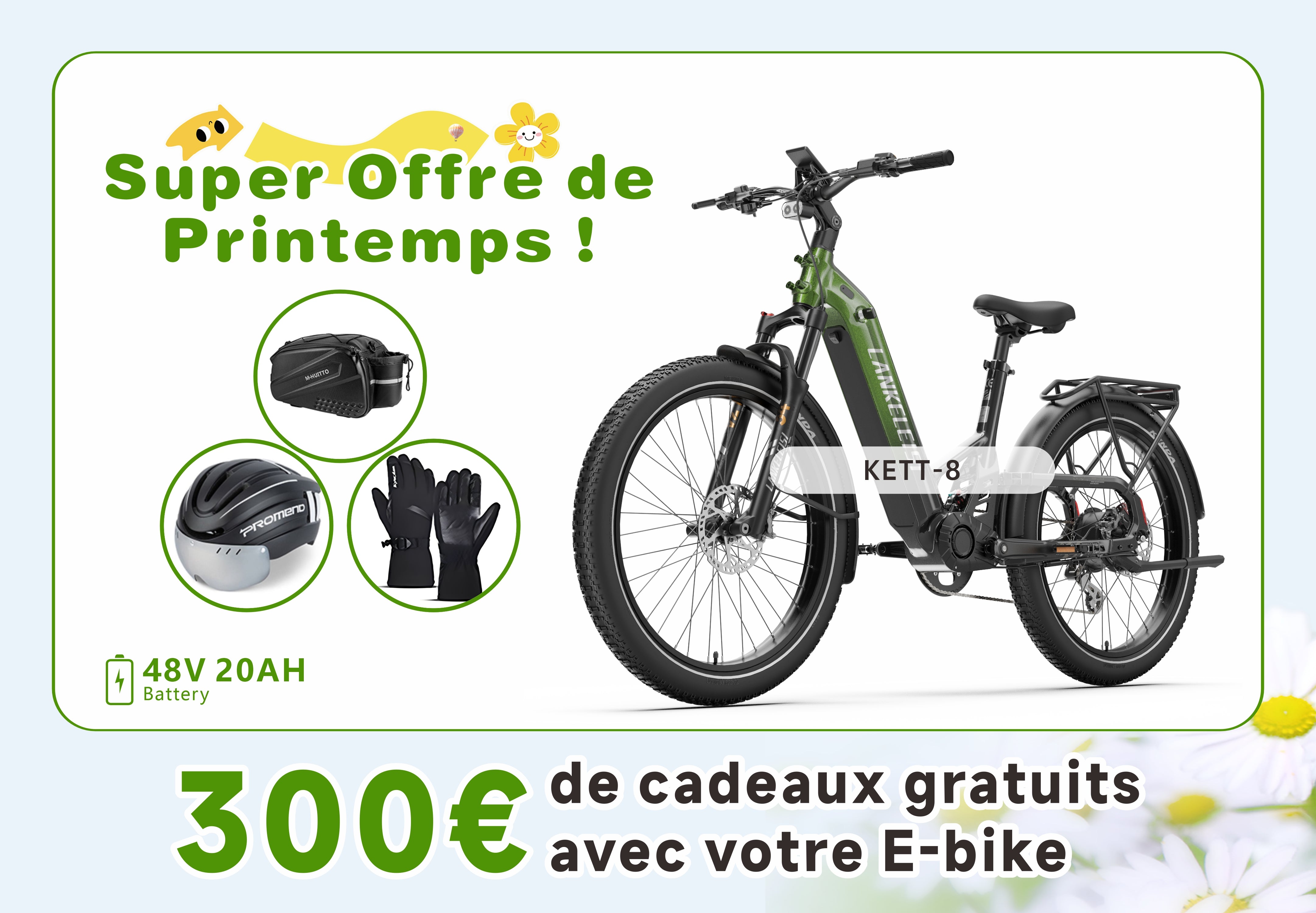 【Prévente】LANKELEISI KETT-8 Vélo électrique ville (Nouveau)