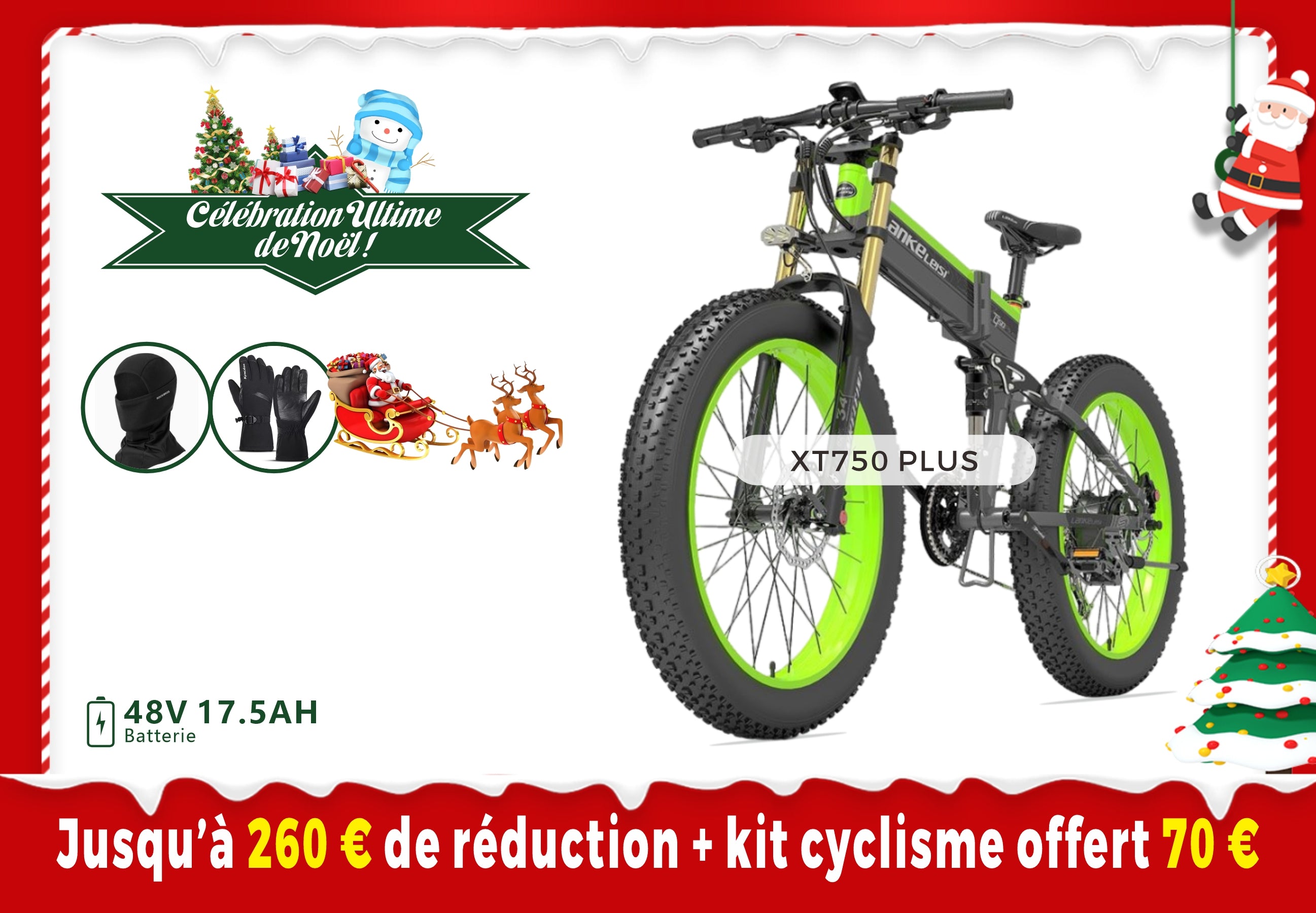【Prévente】LANKELEISI XT750 PLUS BIG FORK VTT électrique Fat Tire