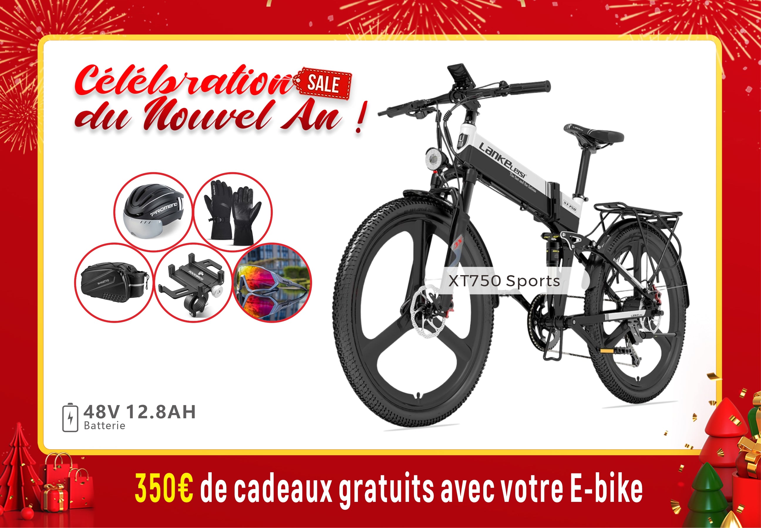 【Prévente】LANKELEISI XT750 SPORTS Vélo pliant électrique