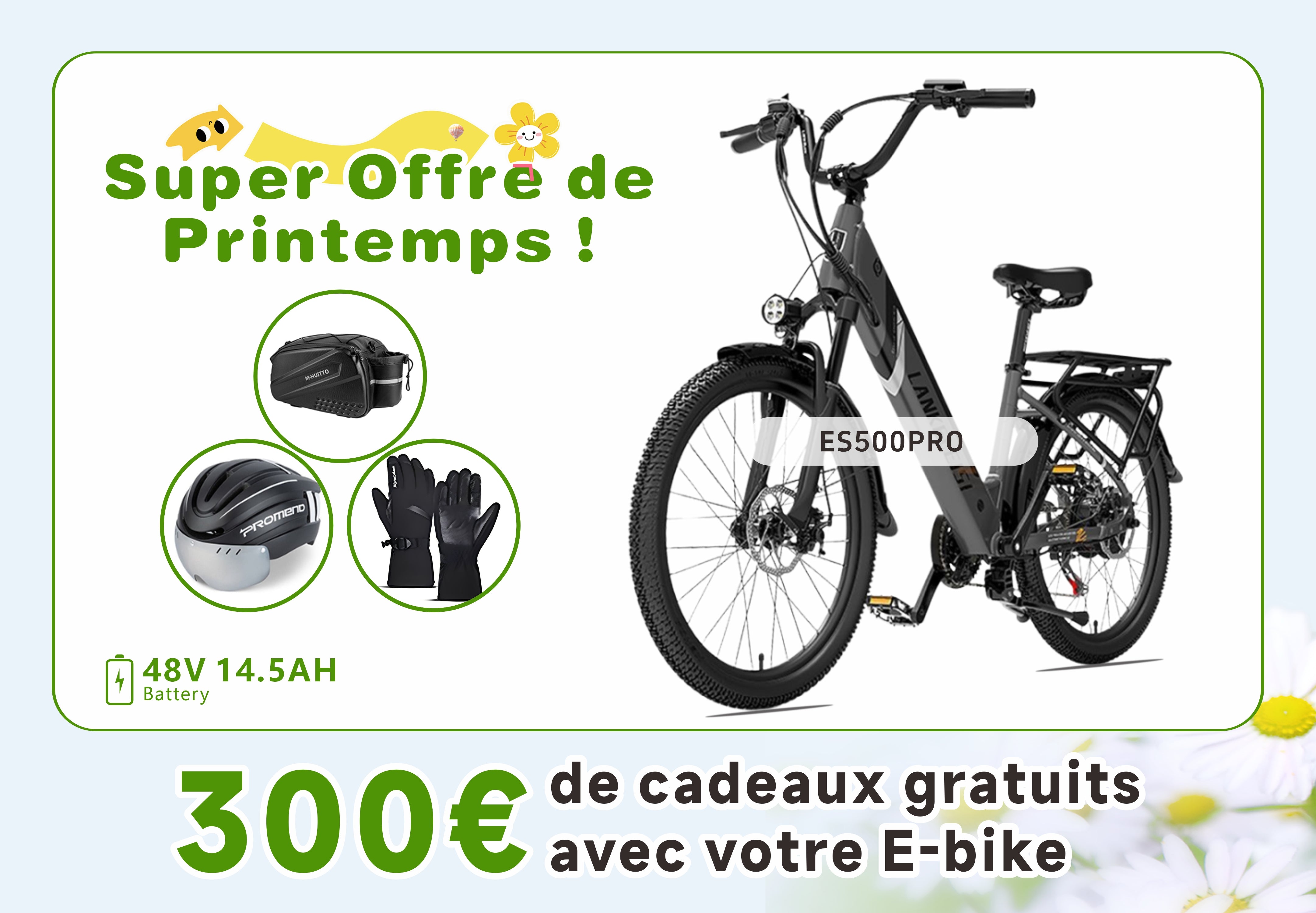 【Prévente】LANKELEISI ES500PRO Vélo de ville électrique