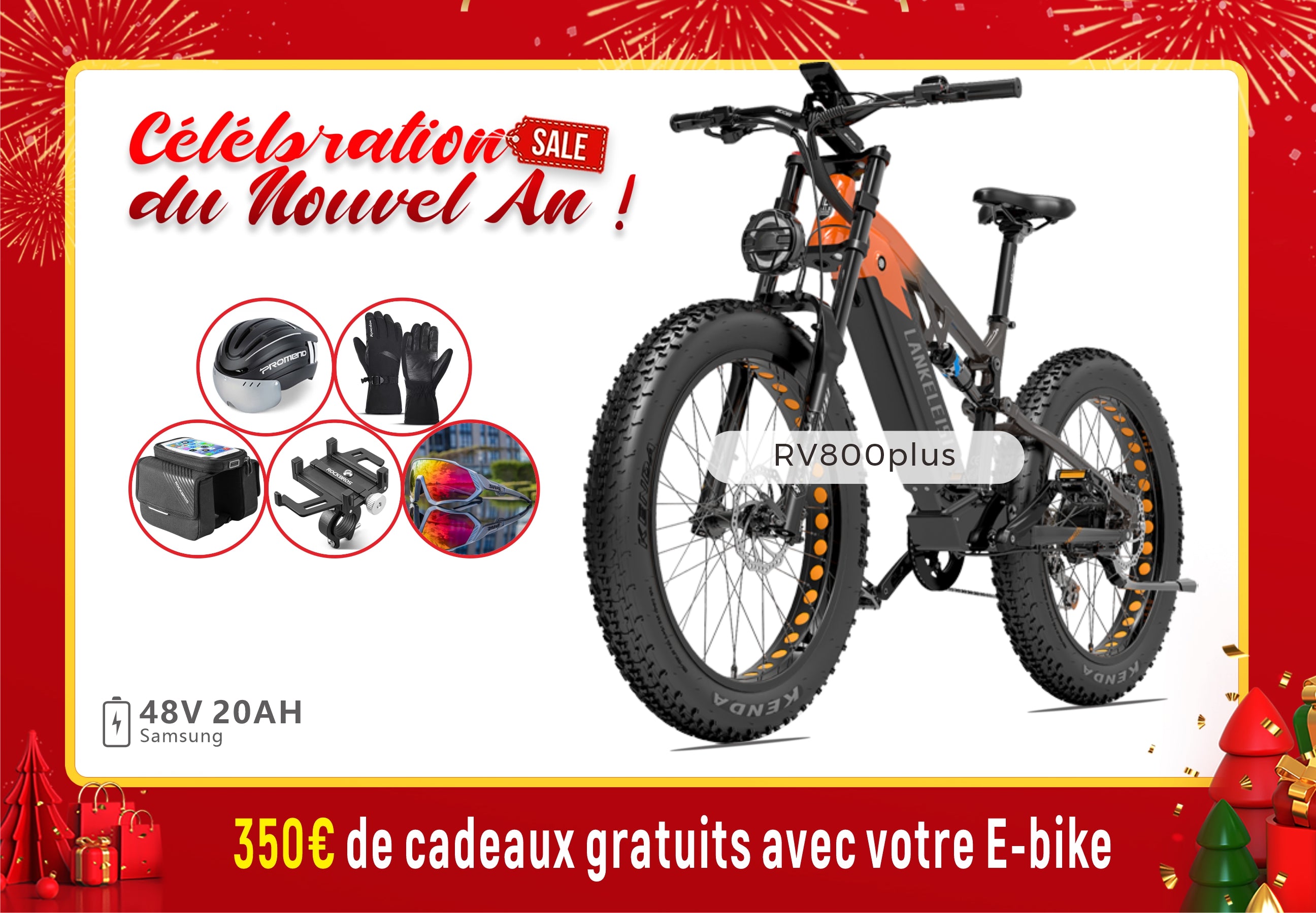 【Prévente】LANKELEISI RV800 Plus Haute Qualité 750W Moteur Bafang VTT Electrique