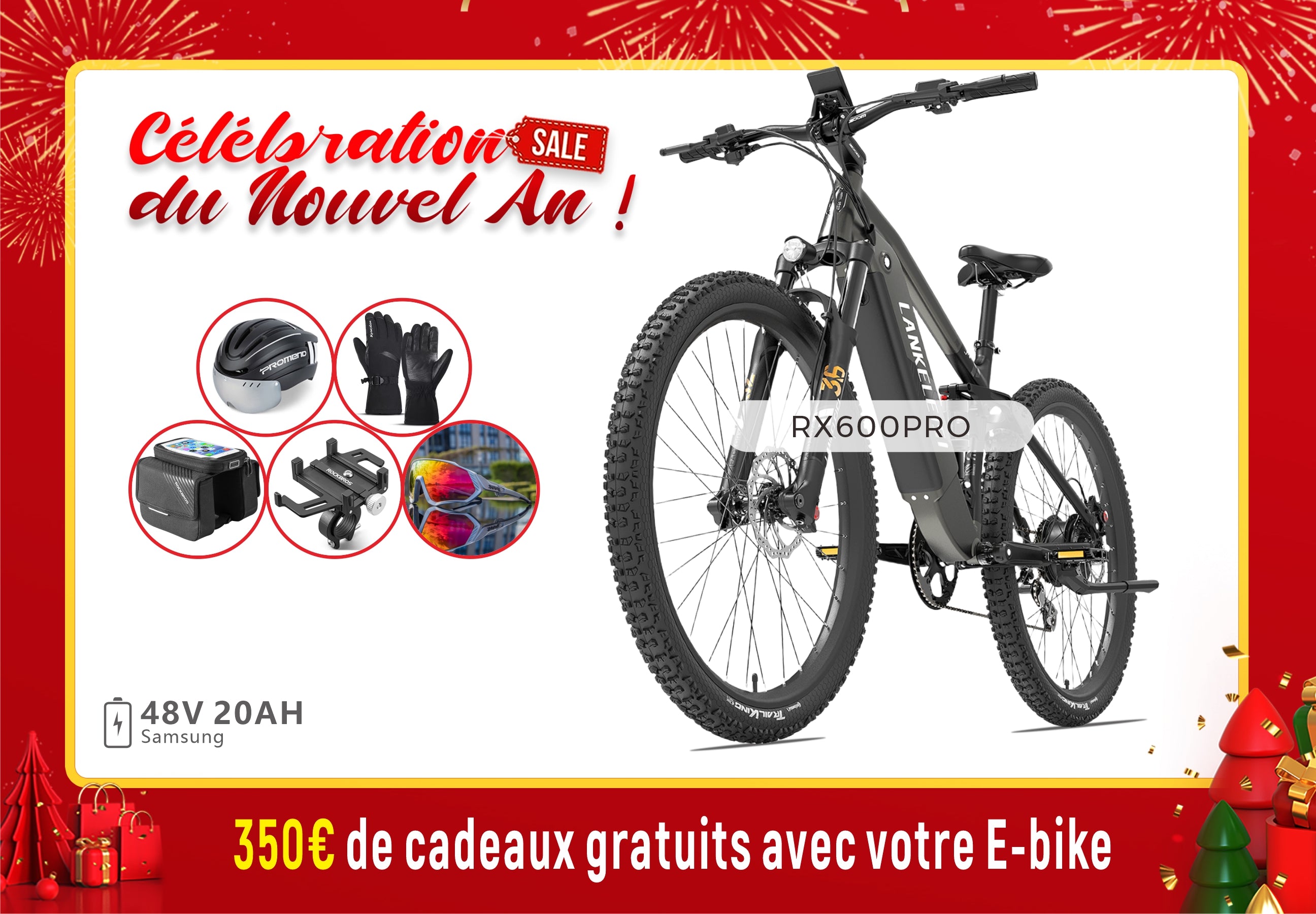 【Prévente】LANKELEISI RX600PRO Vélo Électrique de Montagne (Nouveautés)