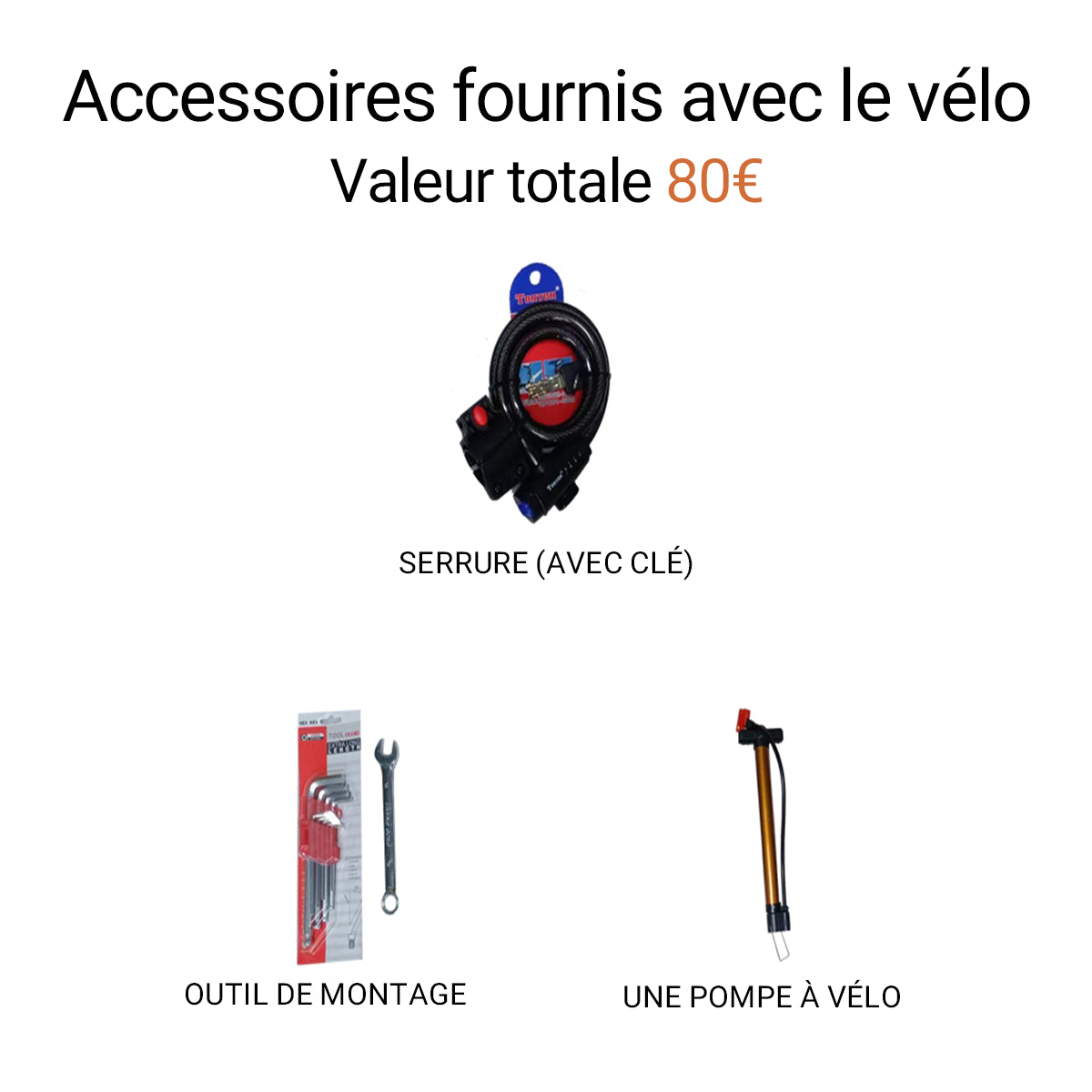 Accessoires inclus dans le vélo GT800