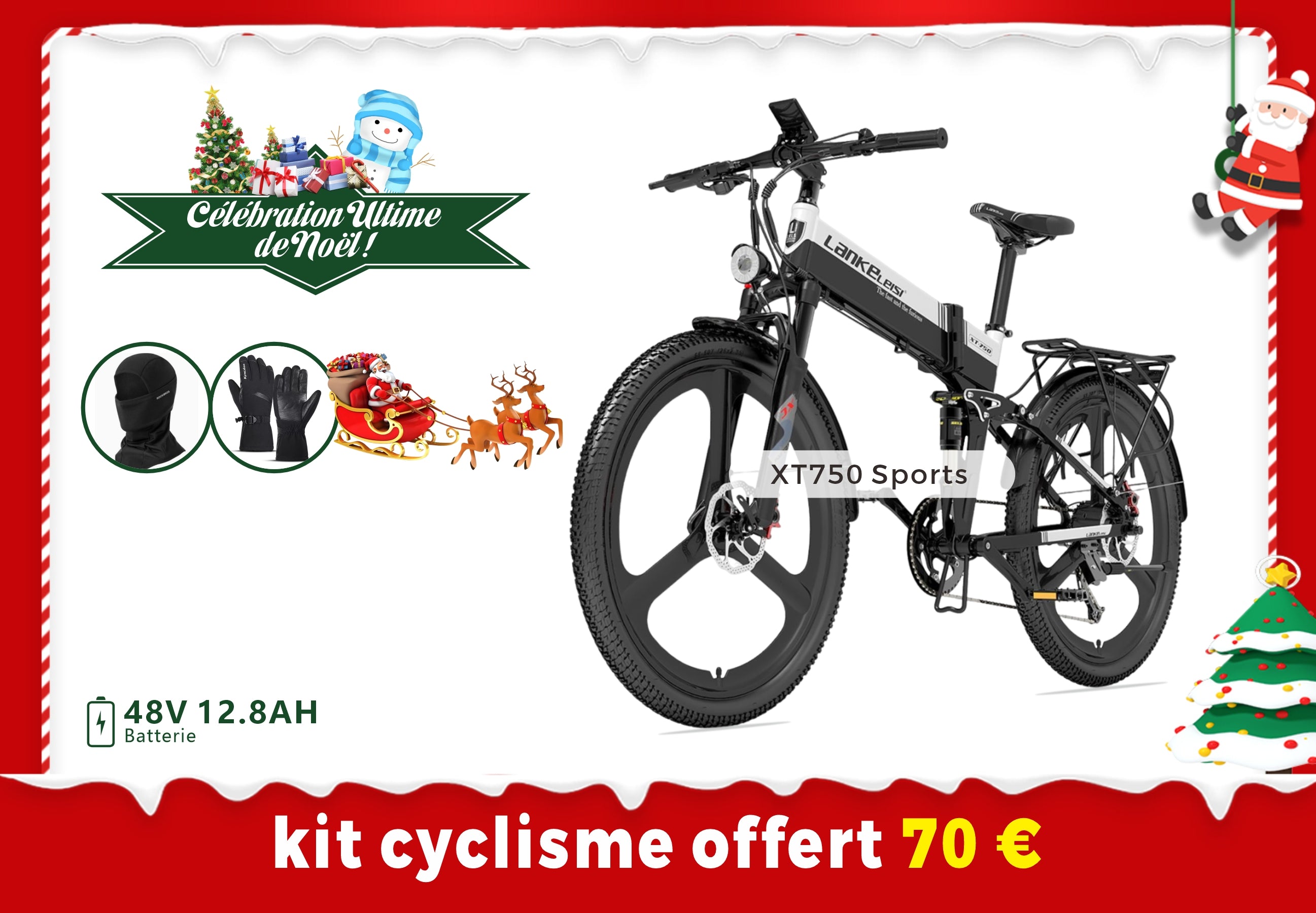 【Prévente】LANKELEISI XT750 SPORTS Vélo pliant électrique