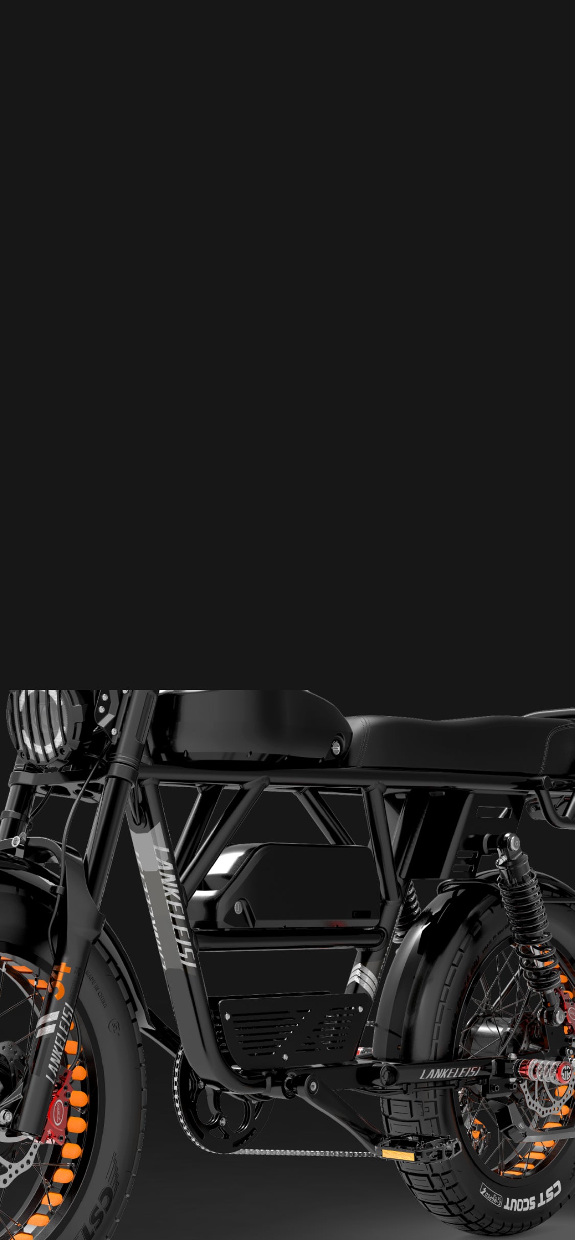 Equipé d'une suspension à fourche avant et d'une suspension arrière