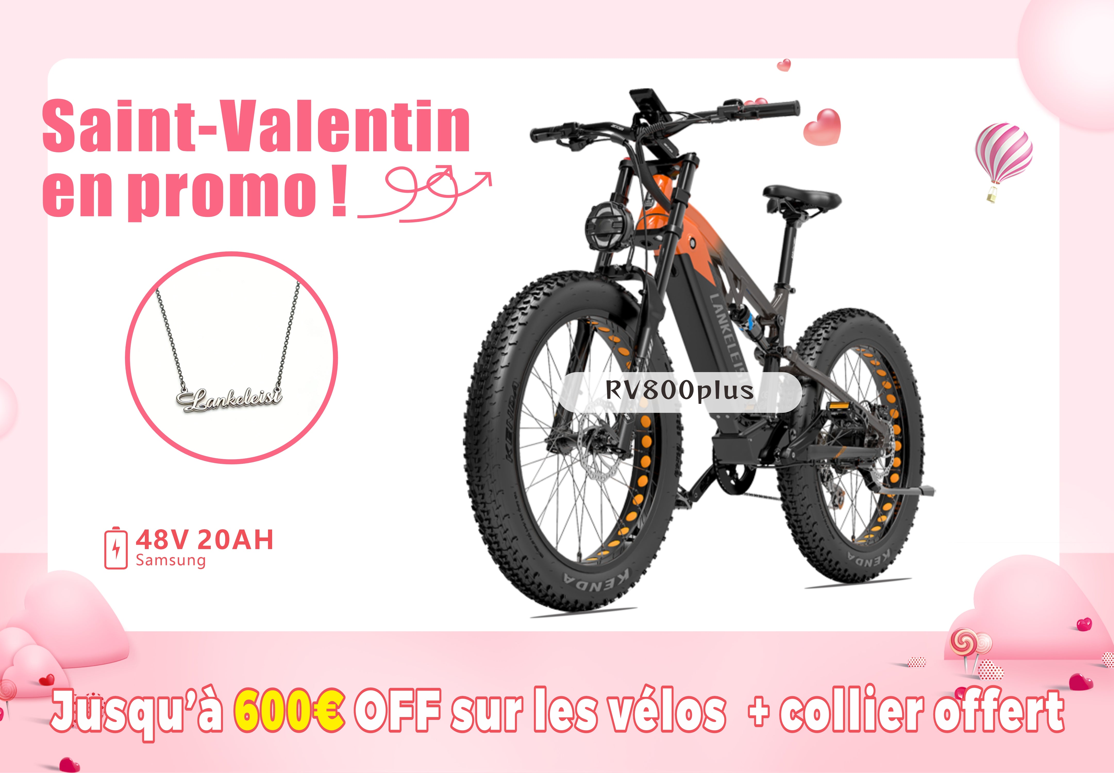 LANKELEISI RV800 Plus Haute Qualité 750W Moteur Bafang VTT Electrique