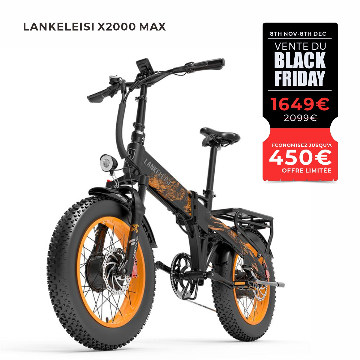 LANKELEISI X2000 MAX Vélo électrique à double moteur 2000W(Nouveaux arrivages)