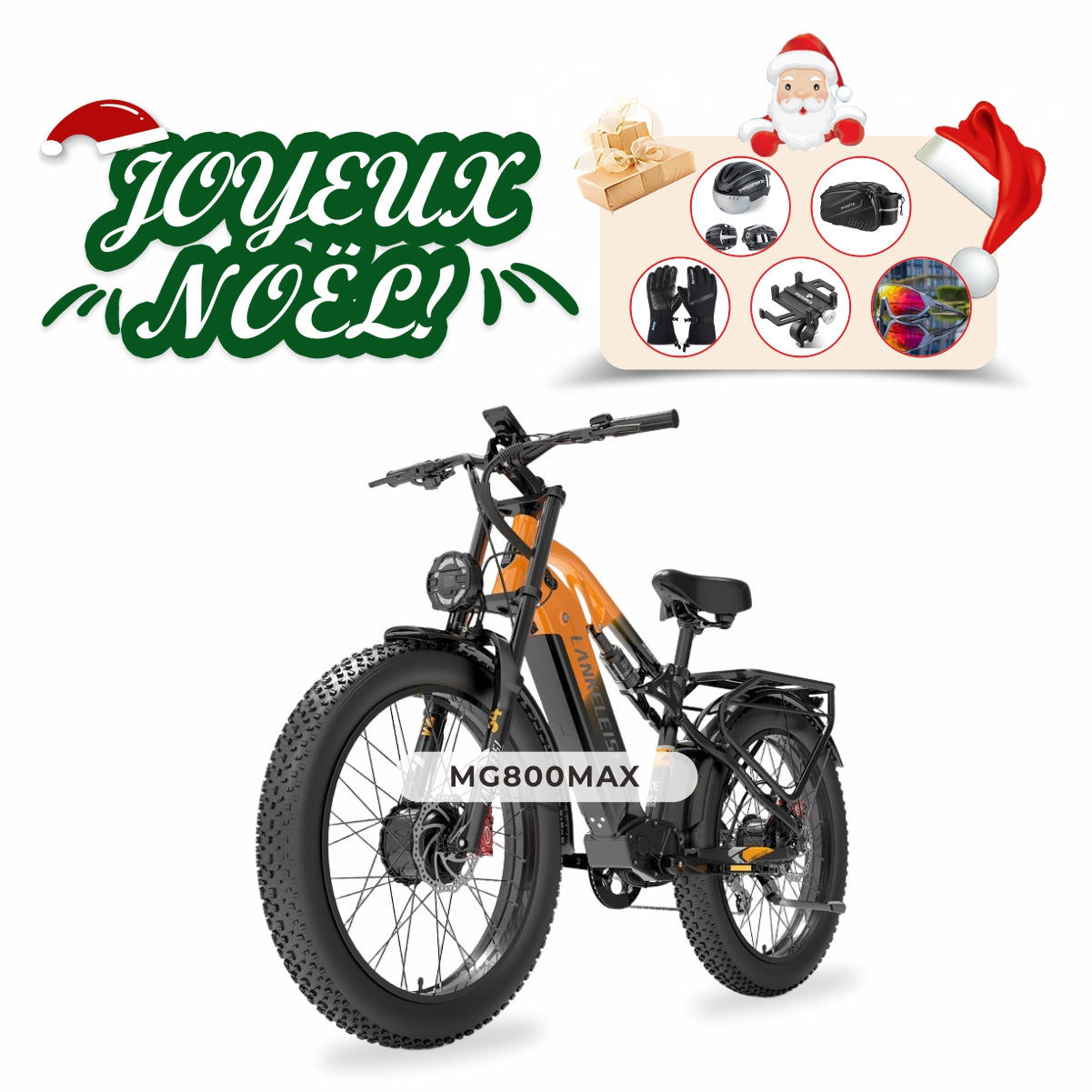 【Prévente】Lankeleisi MG800Max 2000W Vélo électrique tout terrain à double moteur de avec pneus fat de 26 pouces