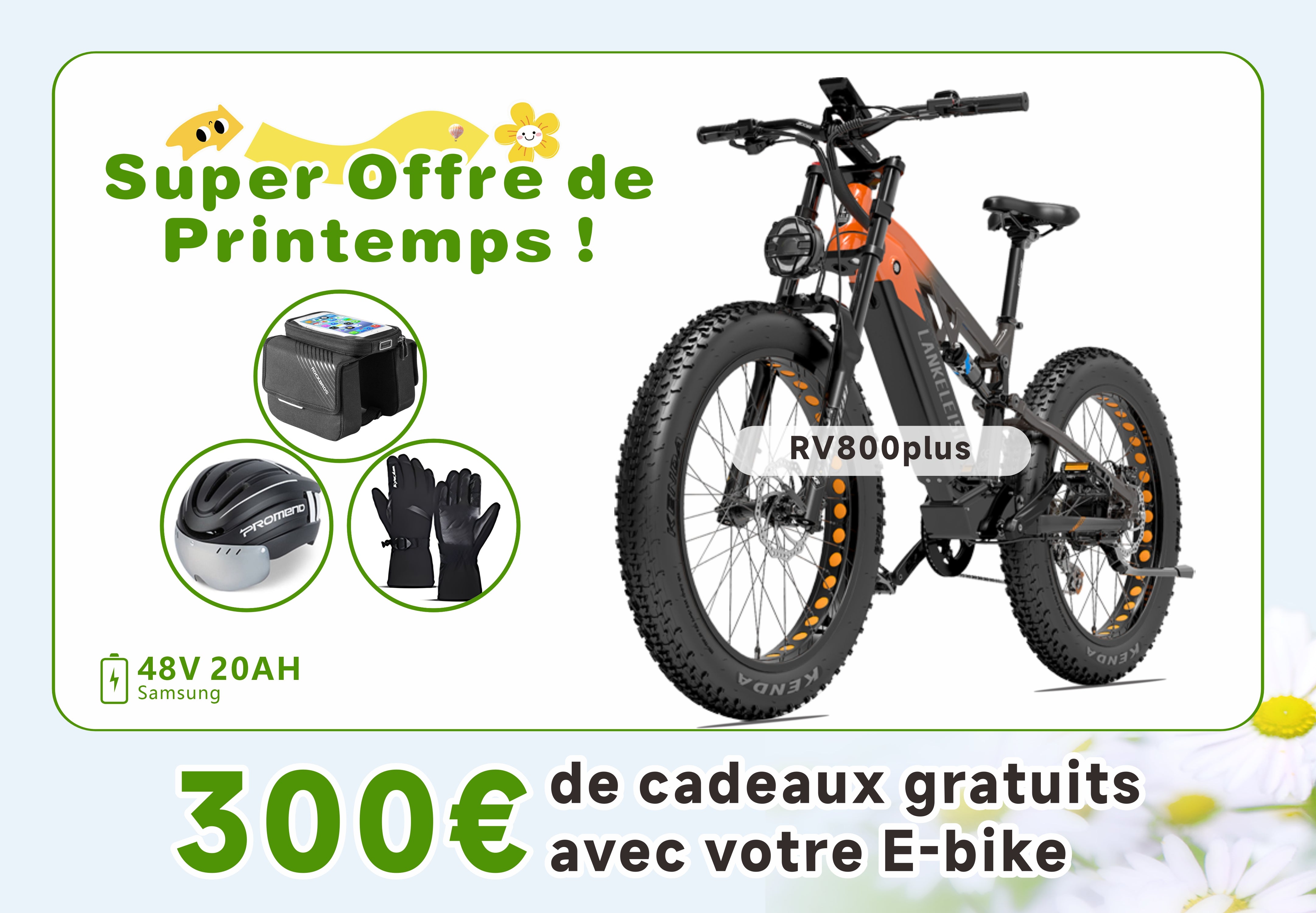 LANKELEISI RV800 Plus Haute Qualité 750W Moteur Bafang VTT Electrique