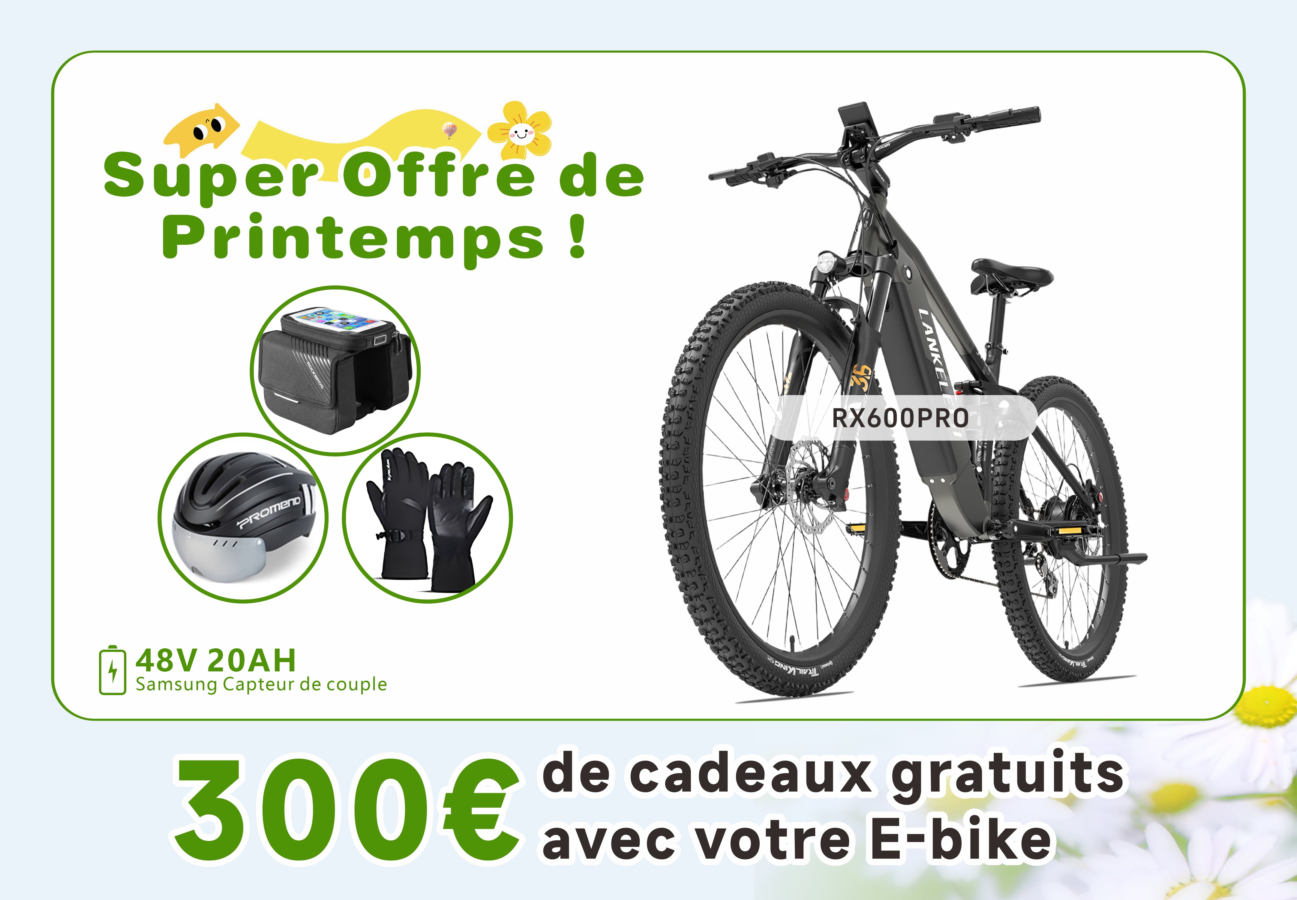 LANKELEISI RX600PRO Vélo Électrique de Montagne