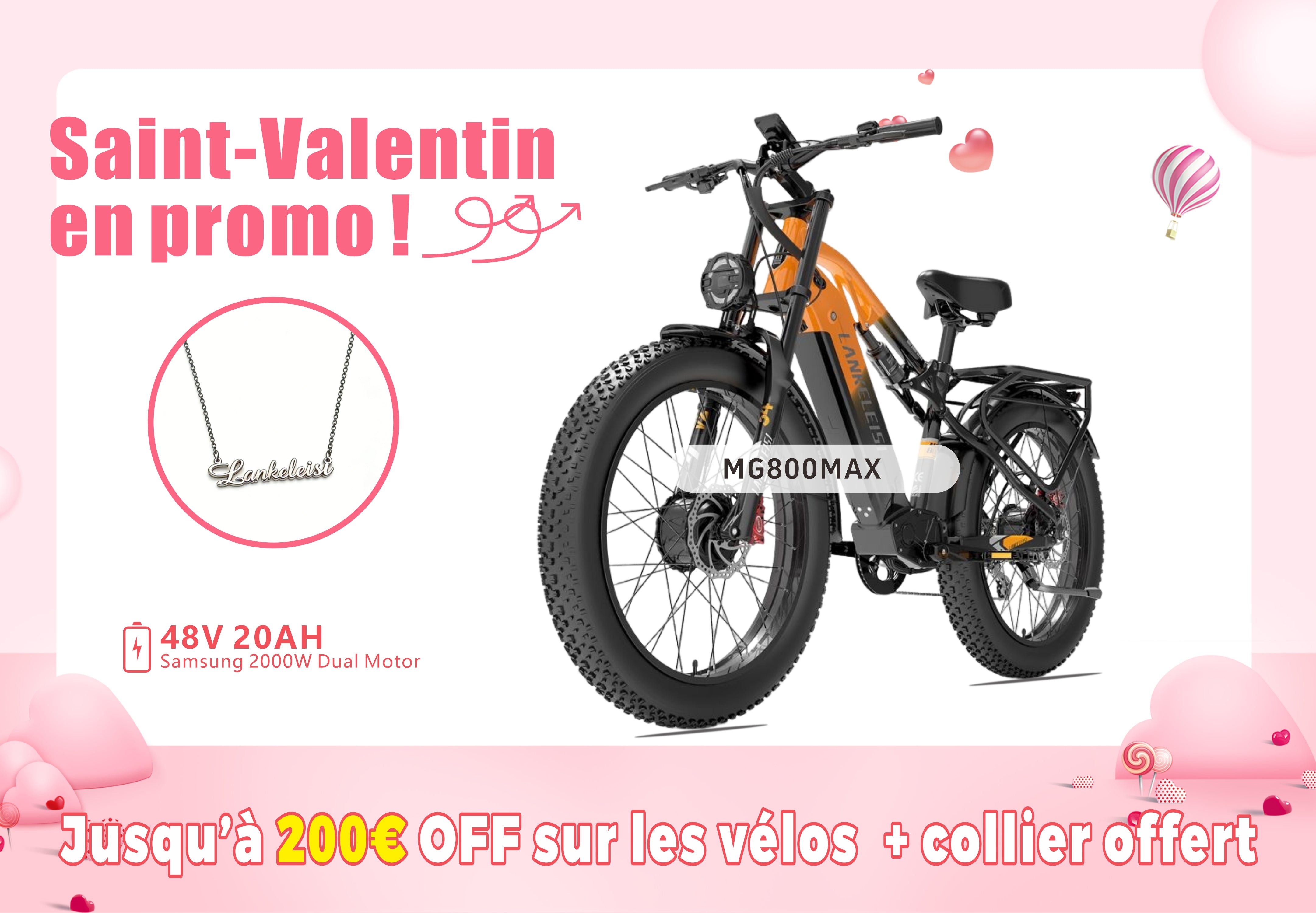 【Pre-sale】Lankeleisi MG800Max 2000W Dual Motor Electric Bike with 26 inch Fat Tires