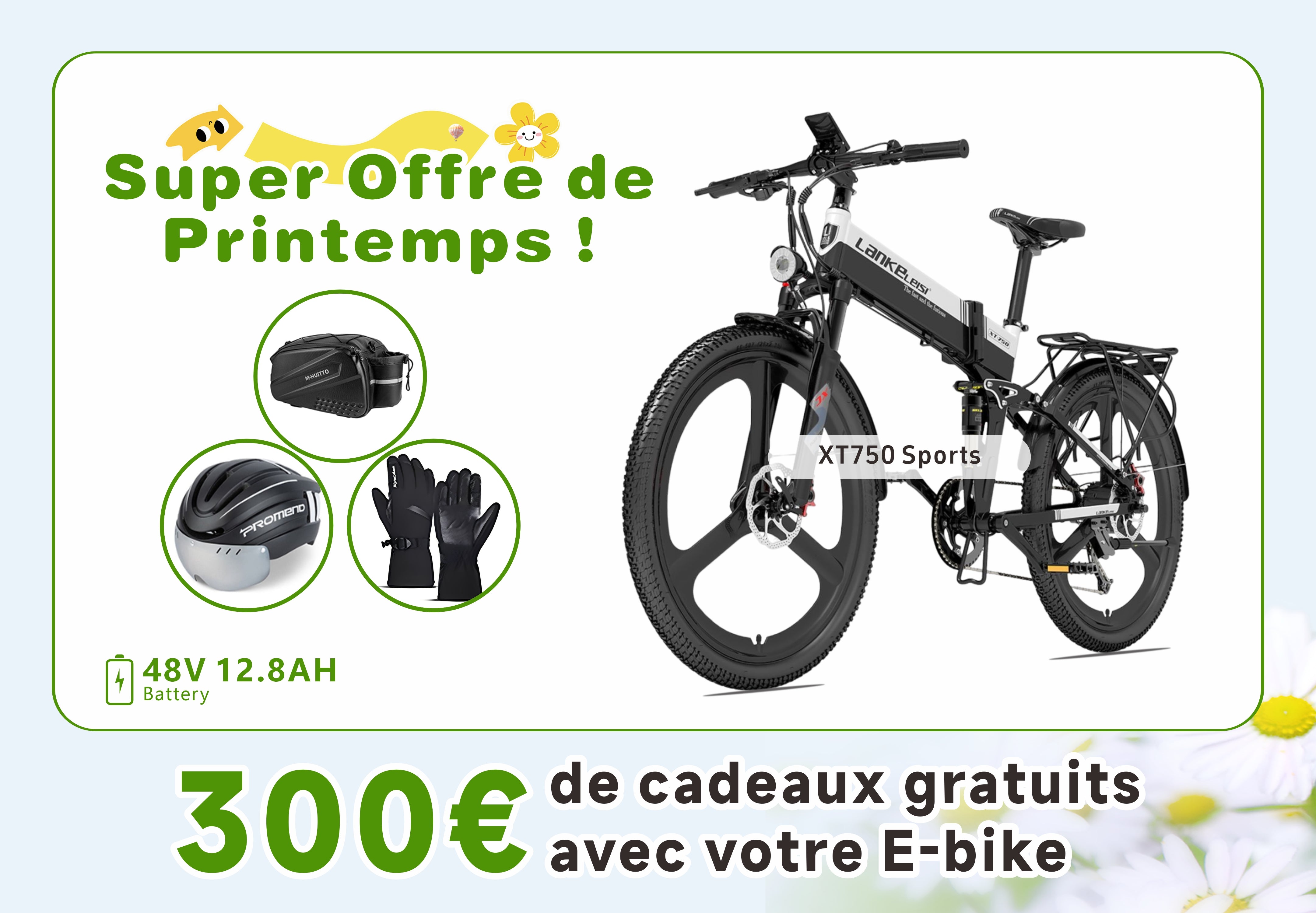 LANKELEISI XT750 SPORTS Vélo pliant électrique