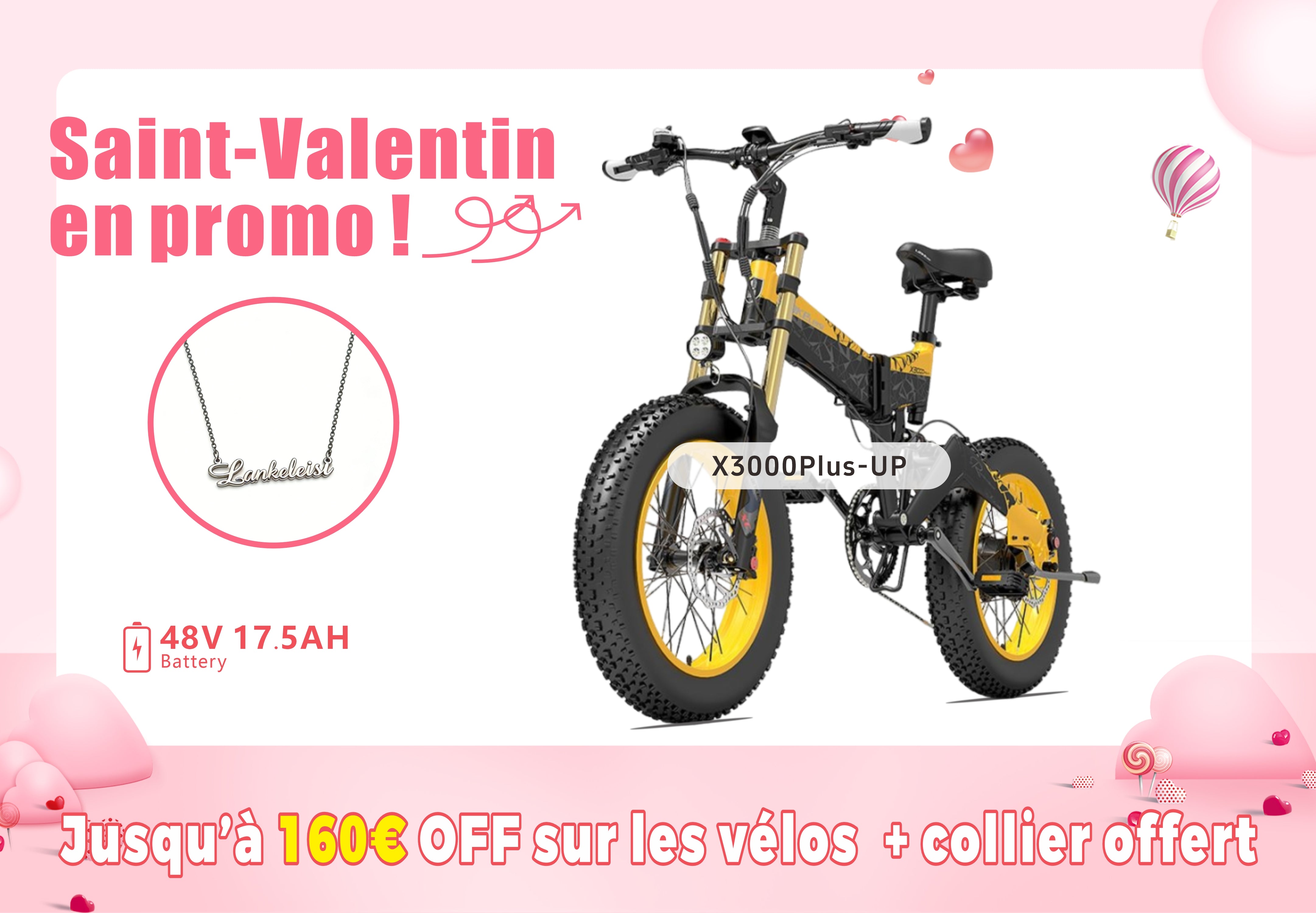 LANKELEISI X3000Plus-UP Fat Tire Snow Vélo électrique