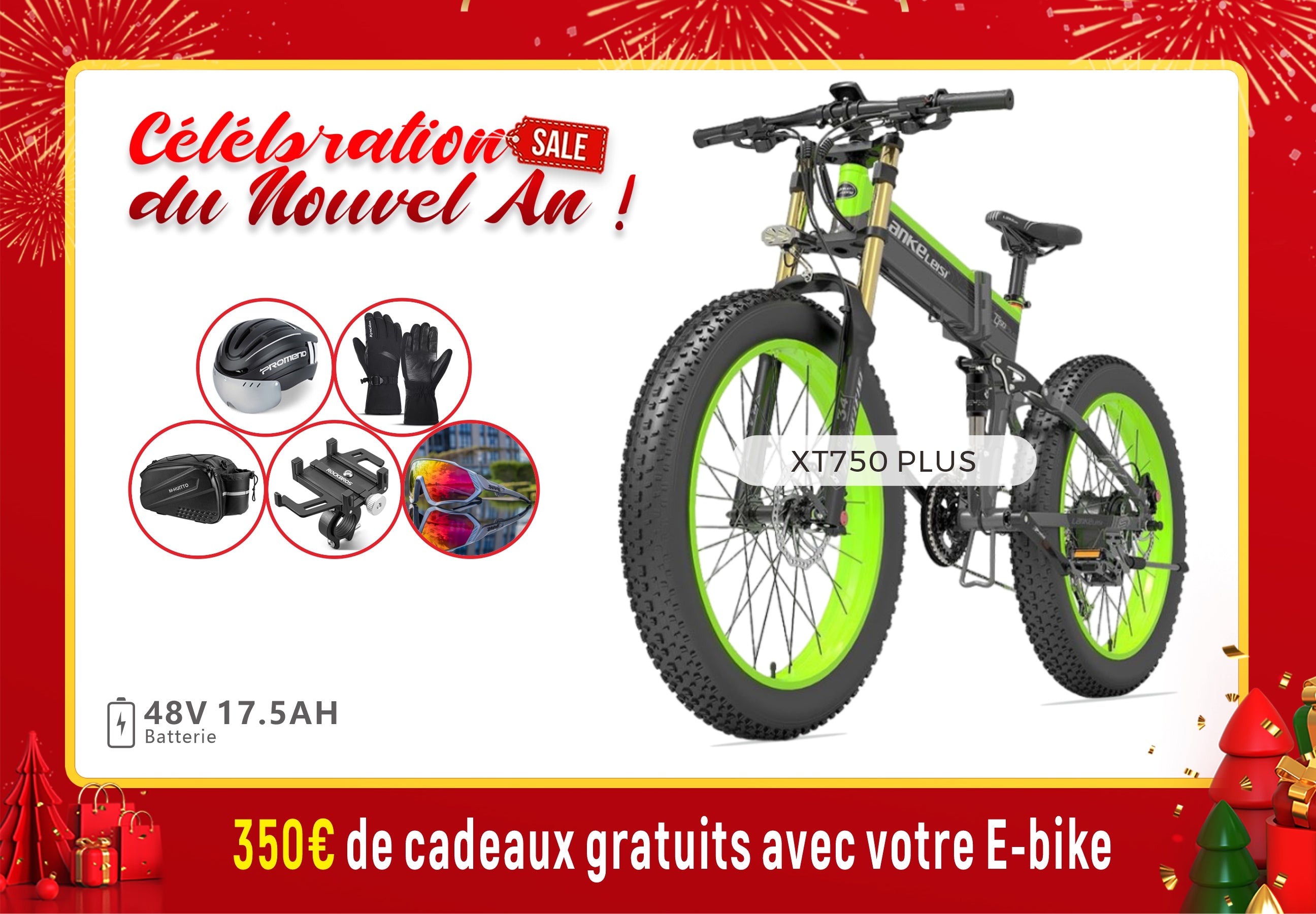 【Prévente】LANKELEISI XT750 PLUS BIG FORK VTT électrique Fat Tire