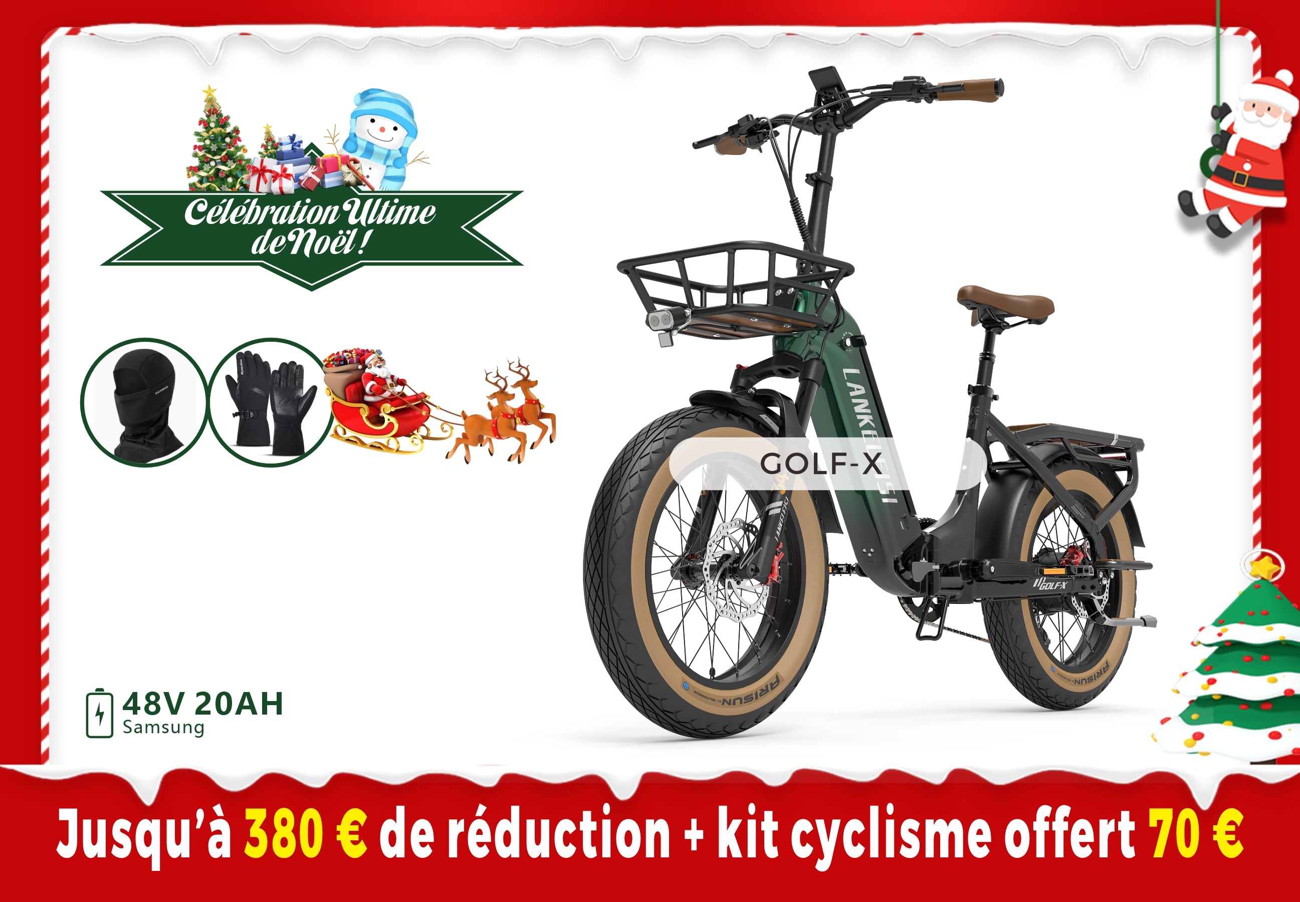 【Prévente】LANKELEISI GOLF-X 960Wh Urbain Pliable à Cadre Bas Vélo Électrique