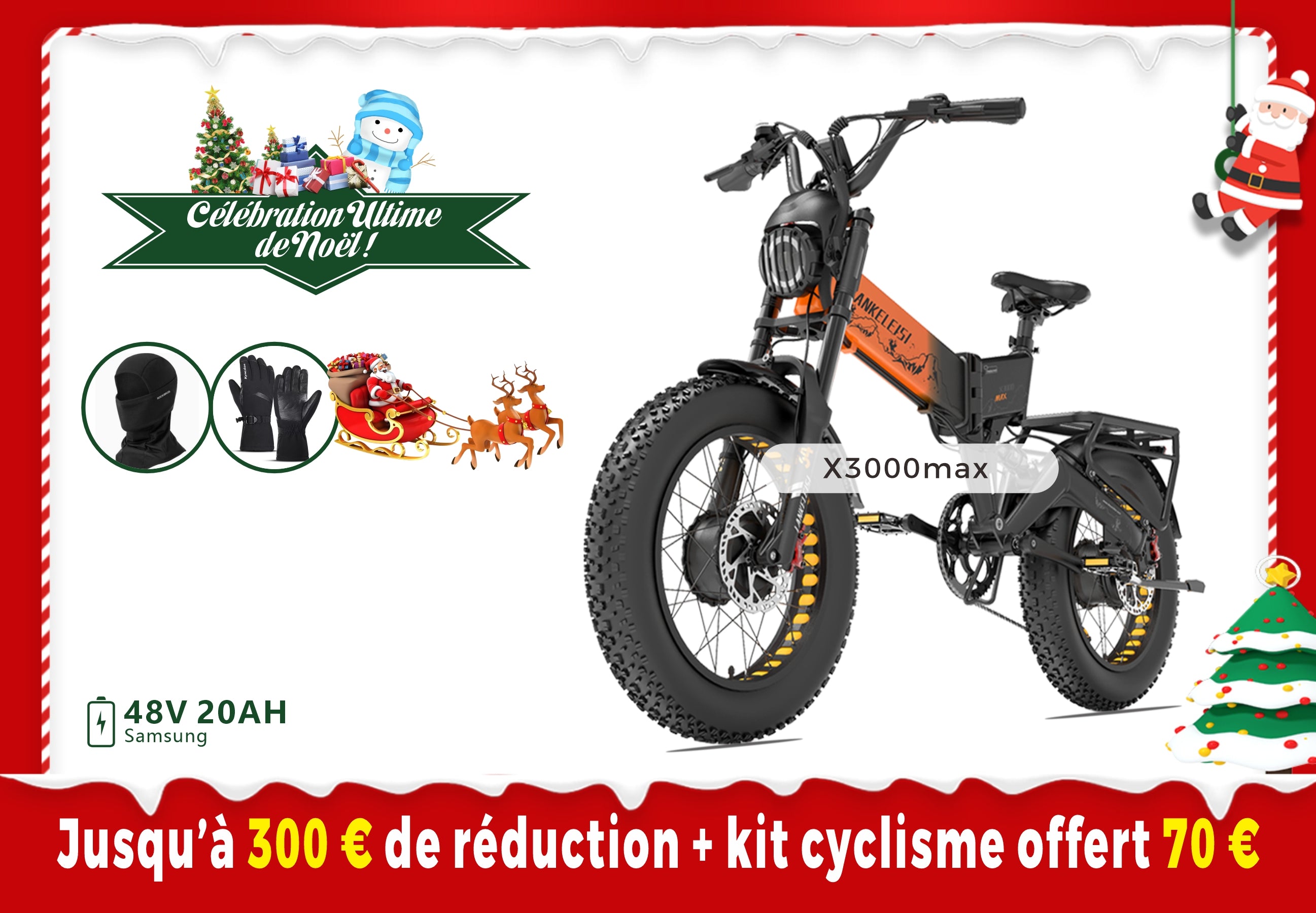 LANKELEISI X3000 MAX 2000W Vélo électrique à double moteur