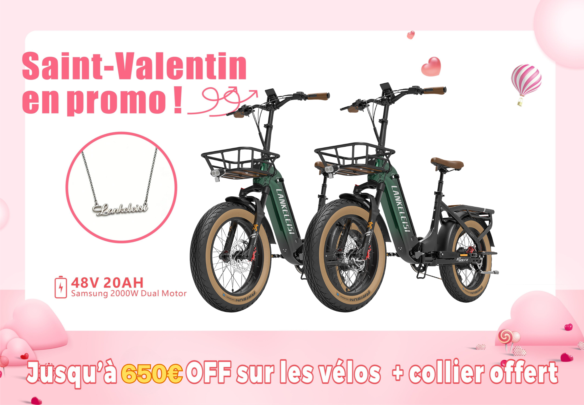 【Prévente】LANKELEISI GOLF-X 960Wh Urbain Pliable à Cadre Bas Vélo Électrique（Pack 2 vélos）