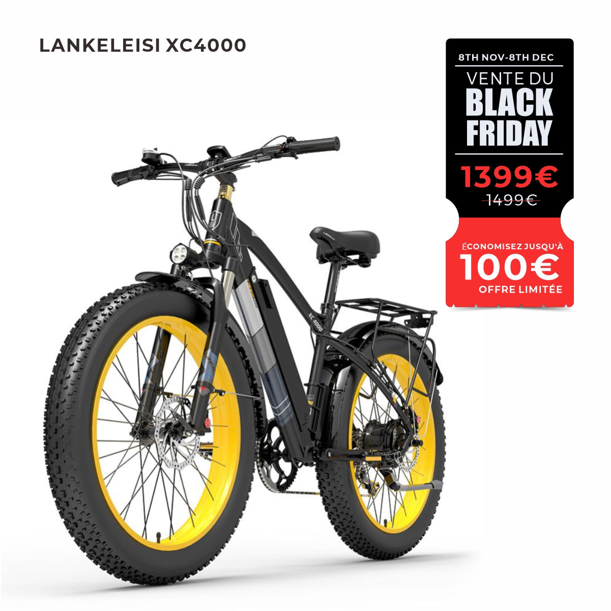 LANKELEISI XC4000 Vélo électrique à pneus larges