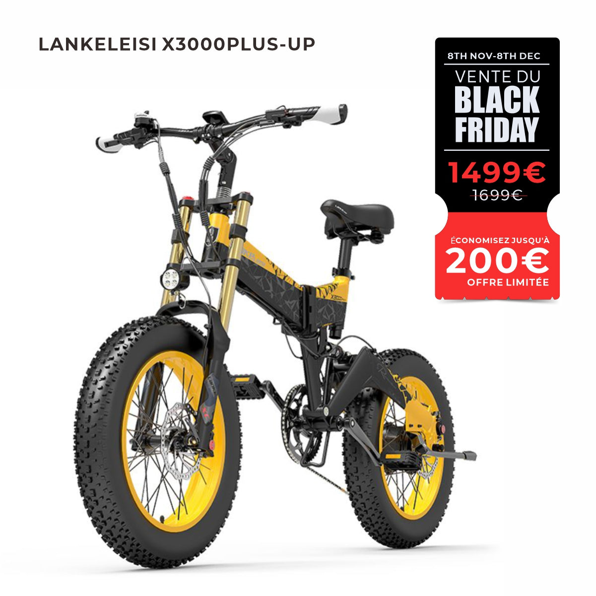 LANKELEISI X3000Plus-UP Fat Tire Snow Vélo électrique