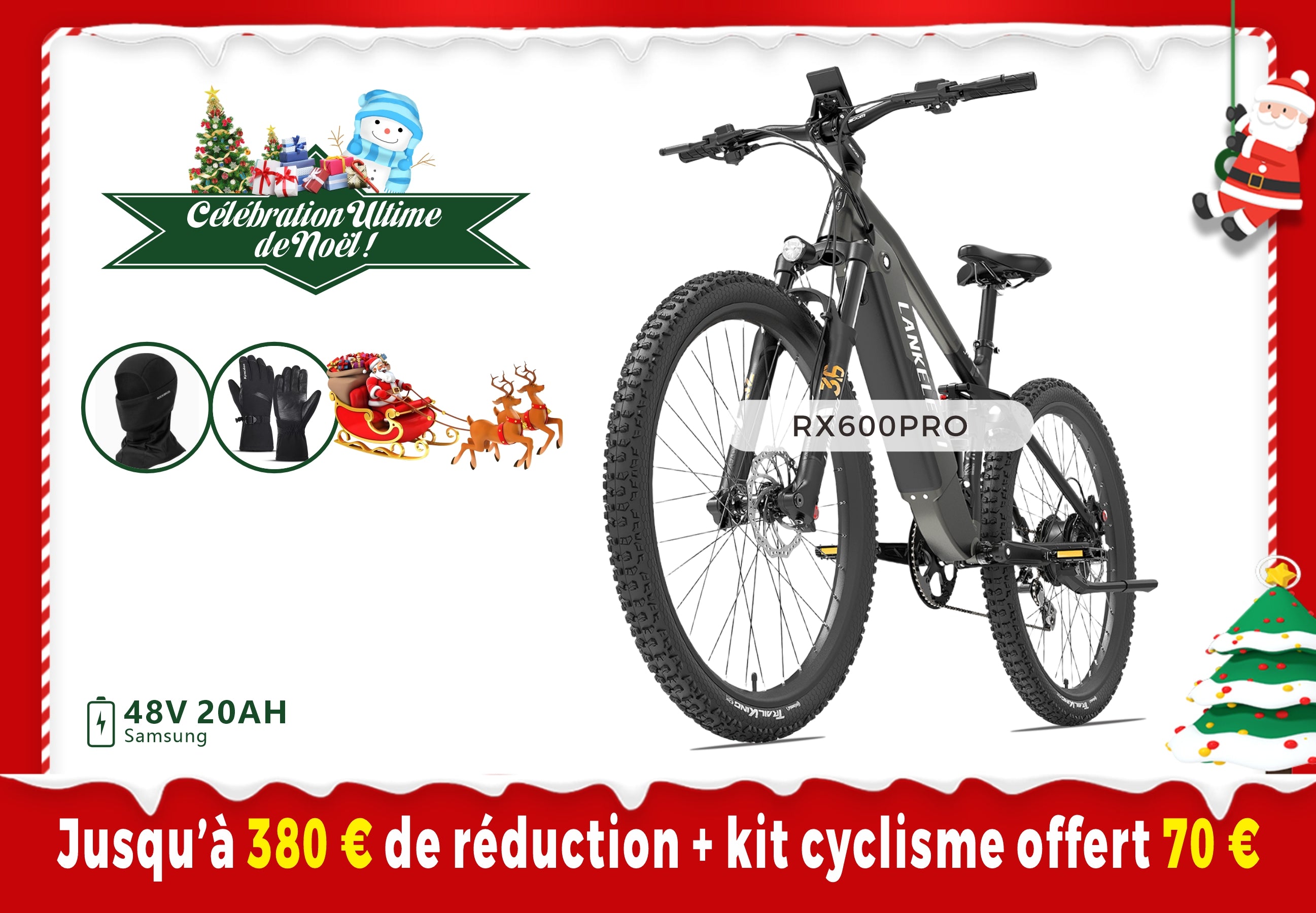 【Prévente】LANKELEISI RX600PRO Vélo Électrique de Montagne (Nouveautés)