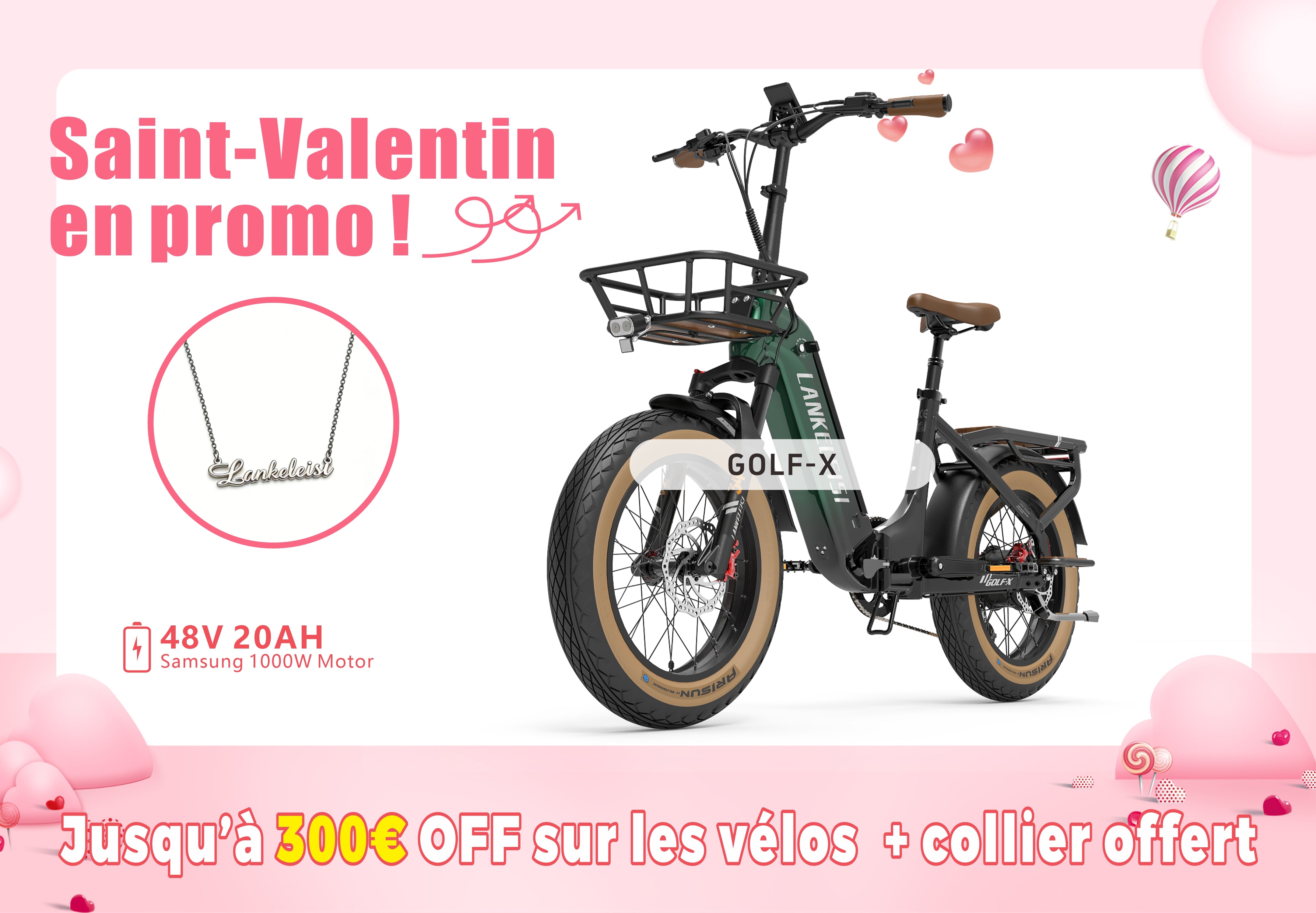 【Prévente】LANKELEISI GOLF-X 960Wh Urbain Pliable à Cadre Bas Vélo Électrique